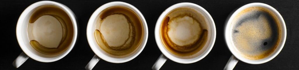 Healthier Additives Options To Coffee. Four cups of coffee in a row.