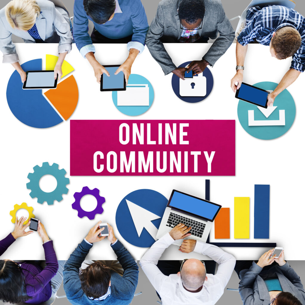 Online Community sign.  Contact Us.