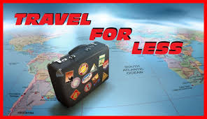 All Things TRAVEL so why not travel for less? suitcase setting on top of huge full screen globe.