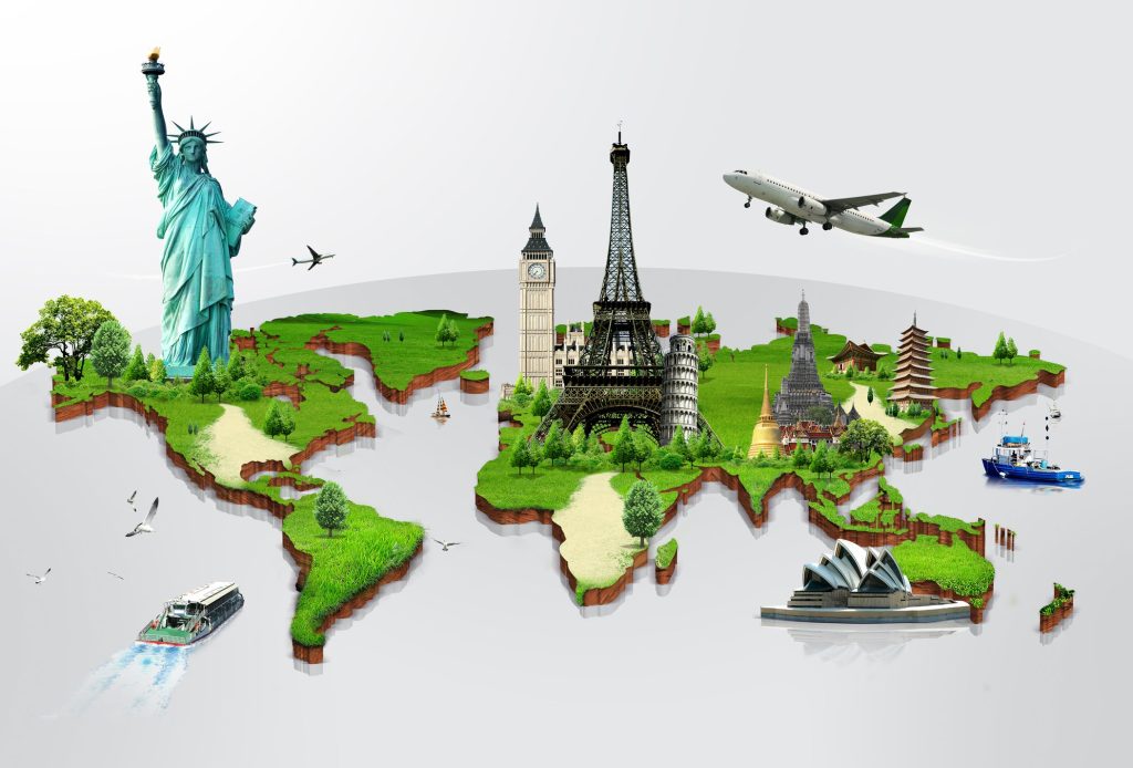 Savings And Benefits.  A picture of different traveling places.