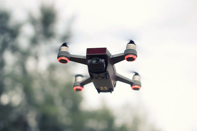 The Engine of Innovation Software and Services in Depth. A picture of a drone in the air.